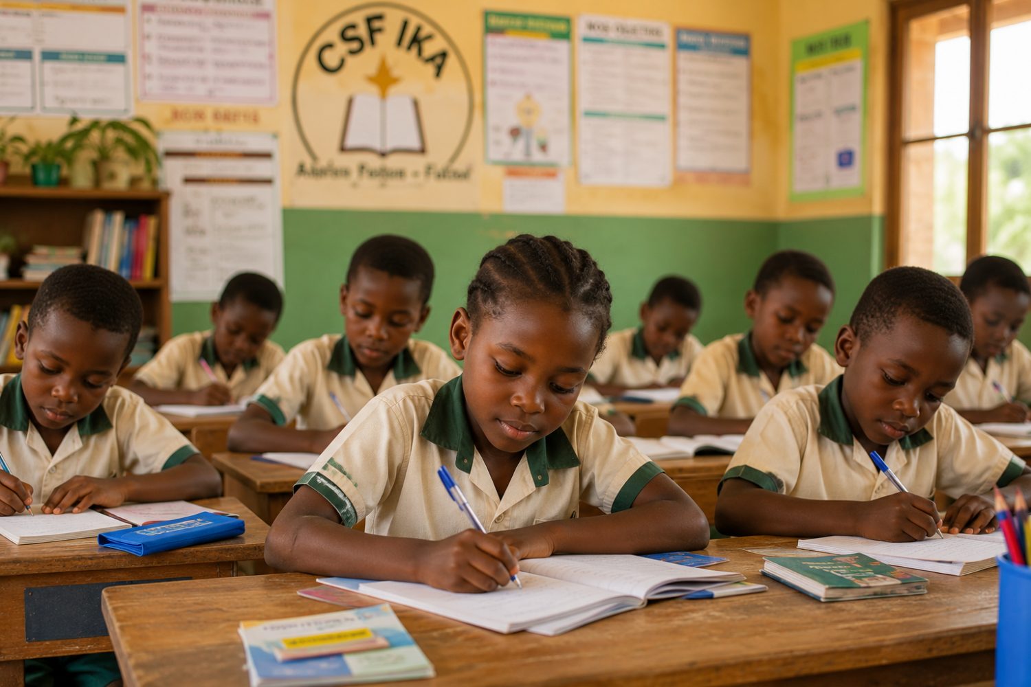 Élèves du CSP IMA en classe, souriants